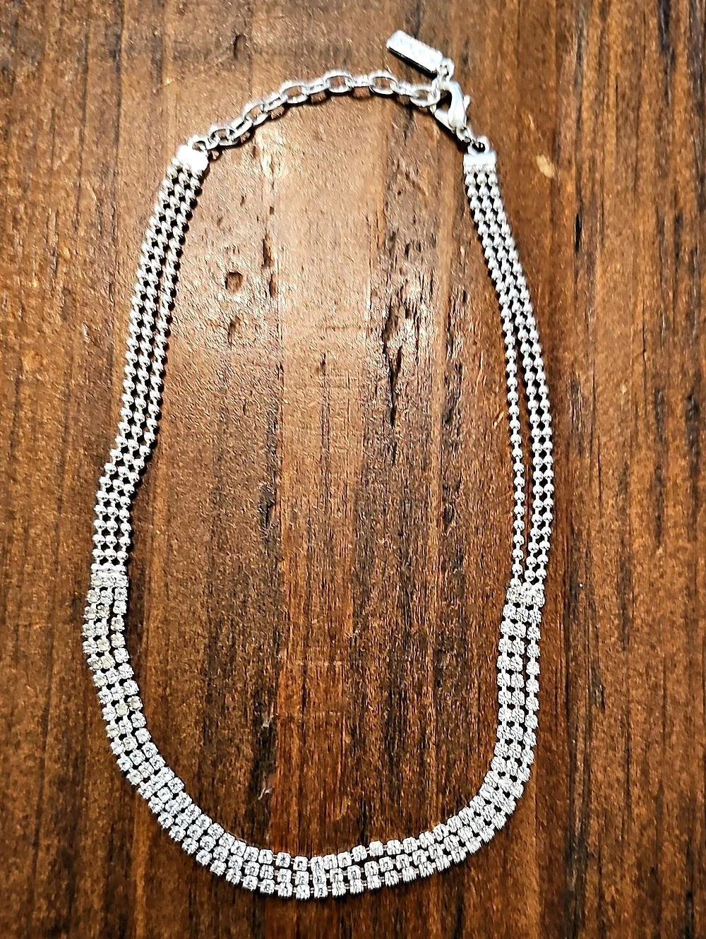 Napier Rhinestone And Ball Chain Necklace